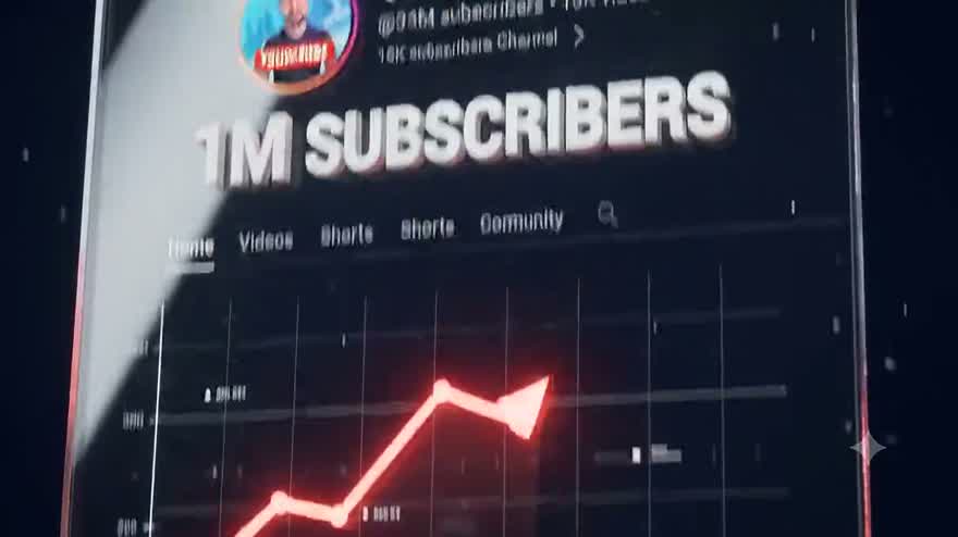 A YouTube channel page with a rising subscriber graph