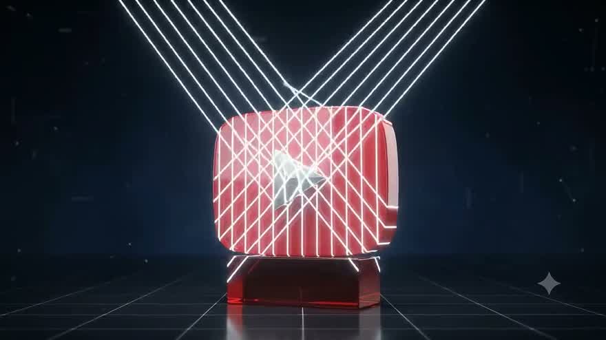 A YouTube play button under a verification scan